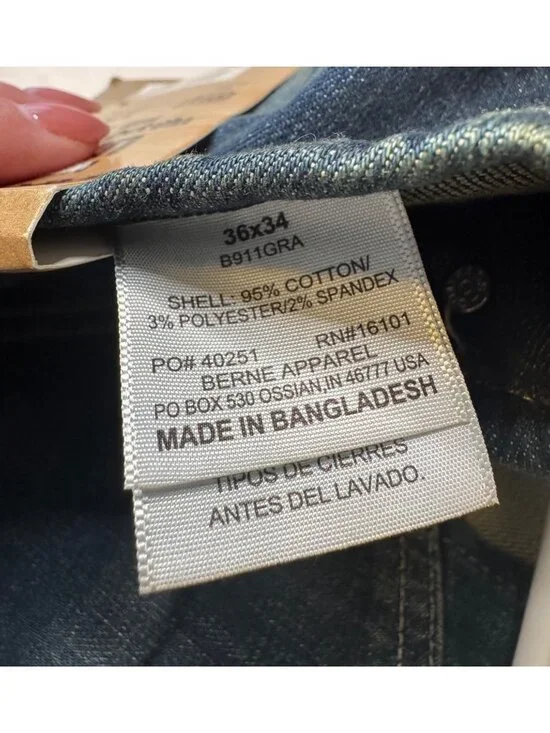 Berne Bib Overalls Size 36/34 Washed Flex Denim Reinforced Knee NWT - Picture 10 of 16